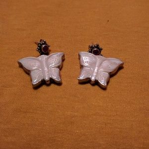 Sterling silver Artisan butterfly earrings